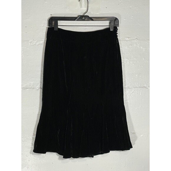 NWT Ann Taylor Black Velvet Godet Skirt Y2K Retro Flirty Swing A-Line Size 2 - Picture 2 of 12